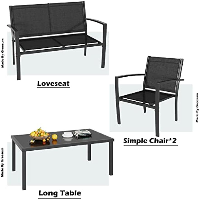 Title 5, Greesum 4 Pieces Patio Furniture Set, Outdoor C...