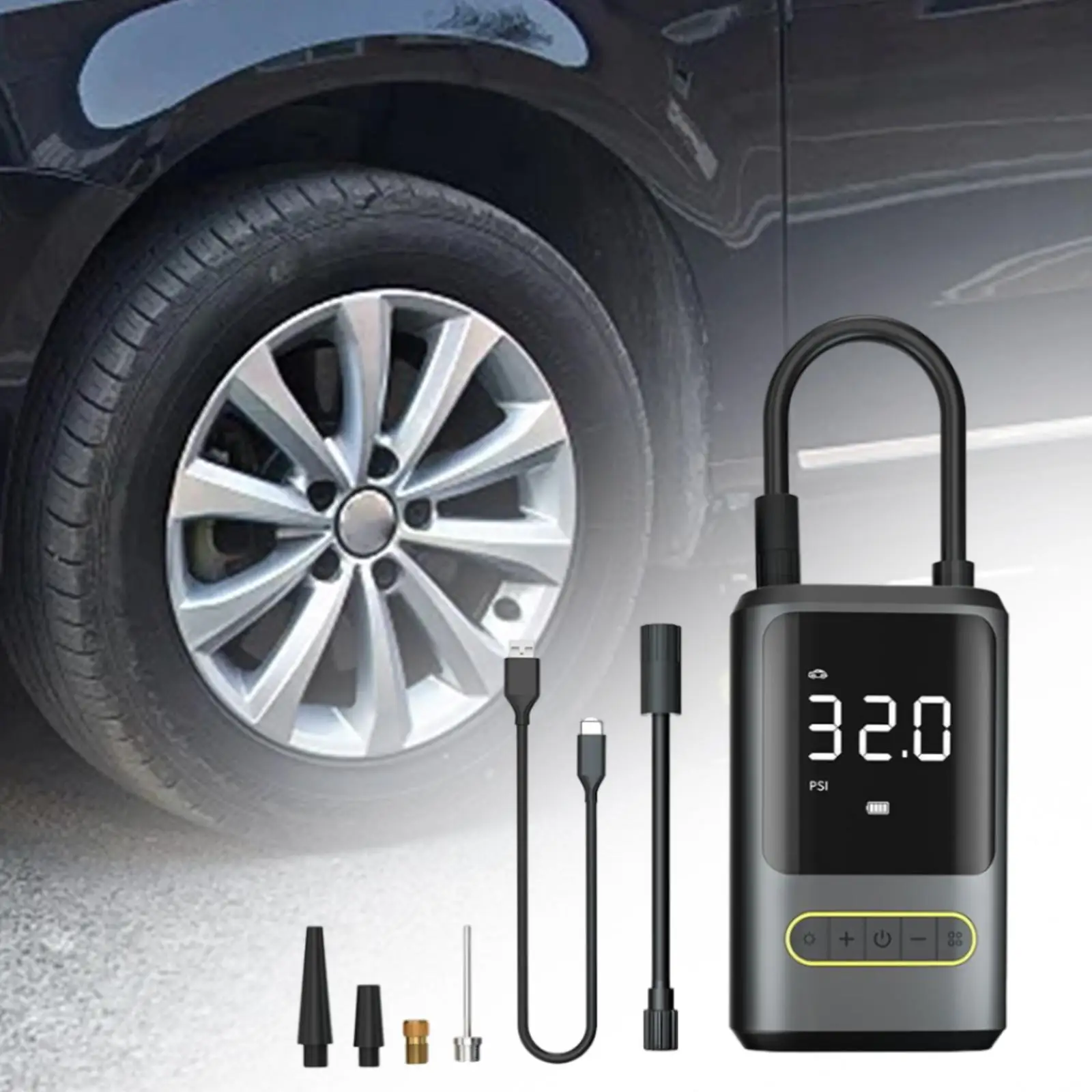 Automobile Tire Inflator Pump Portable Smart Digital Tire Pressure Detection Small Tire Filling Pump fors Balls SUV