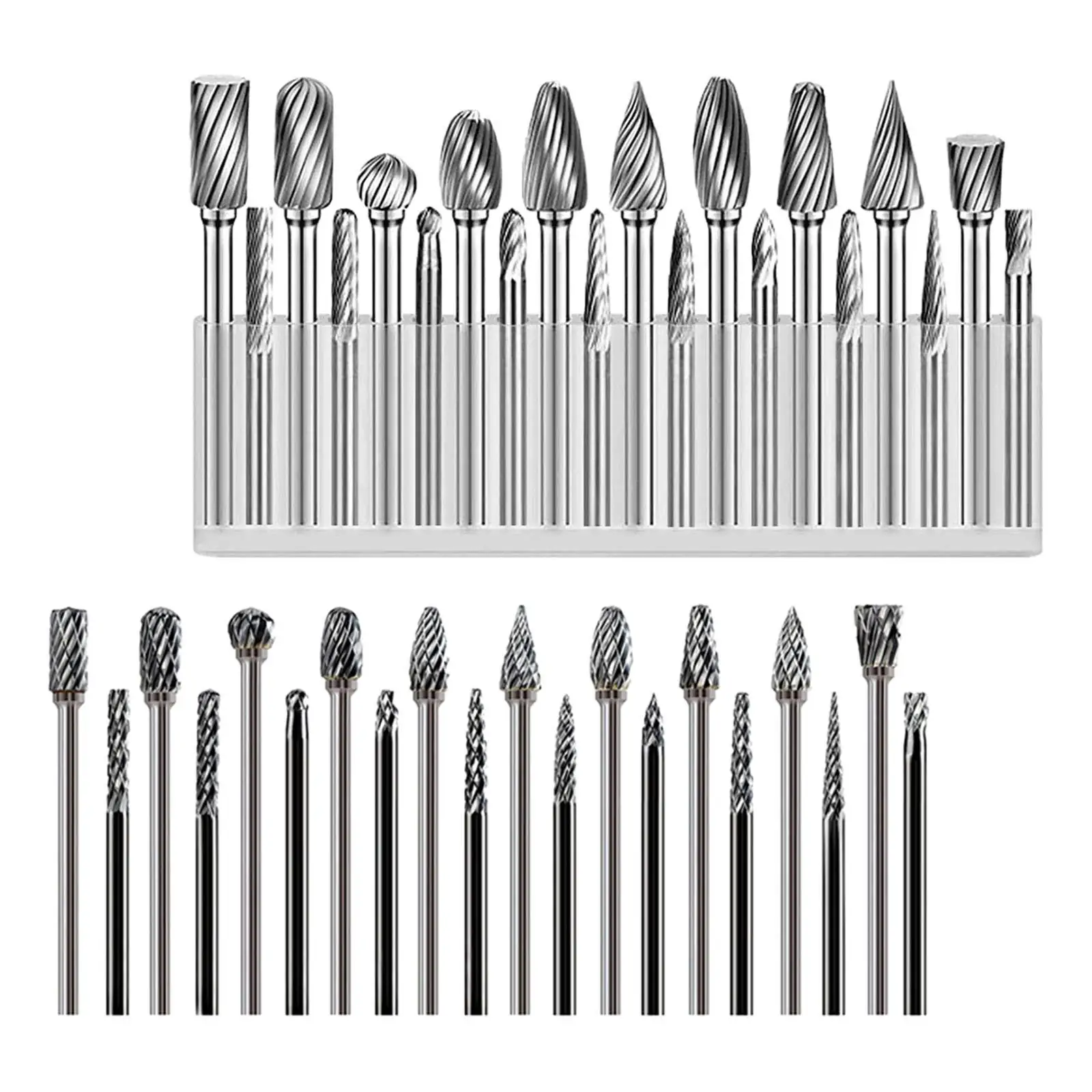 20 Pcs/set 3mm Tungsten Steel Burr Bit CNC Engraving 1/8