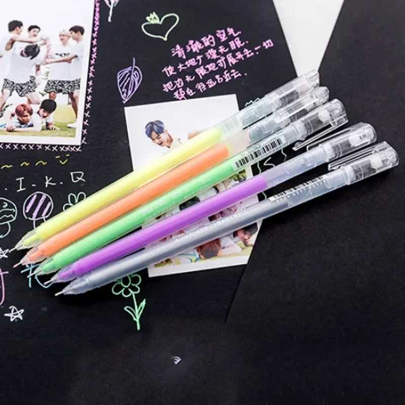 9 Teile/satz 0,6mm Weiß Gold Silber Tinte Farbe Fotoalbum Gel Stift Schreibwaren Büro Nette Scrapbooking Große Kapazität Stift für Kinder – Detail 3