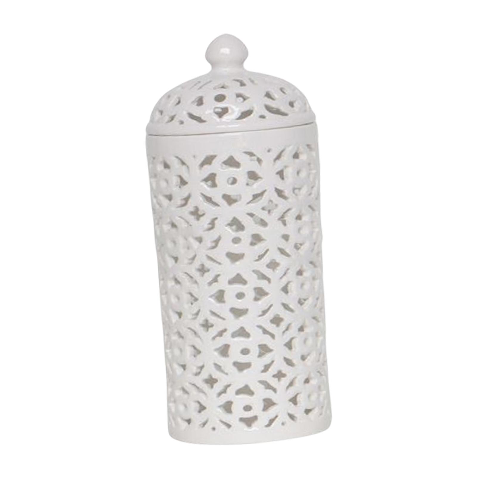 Countertop Porcelain Hollow Ginger Jar with Lid Temple Jar, Office Ornaments