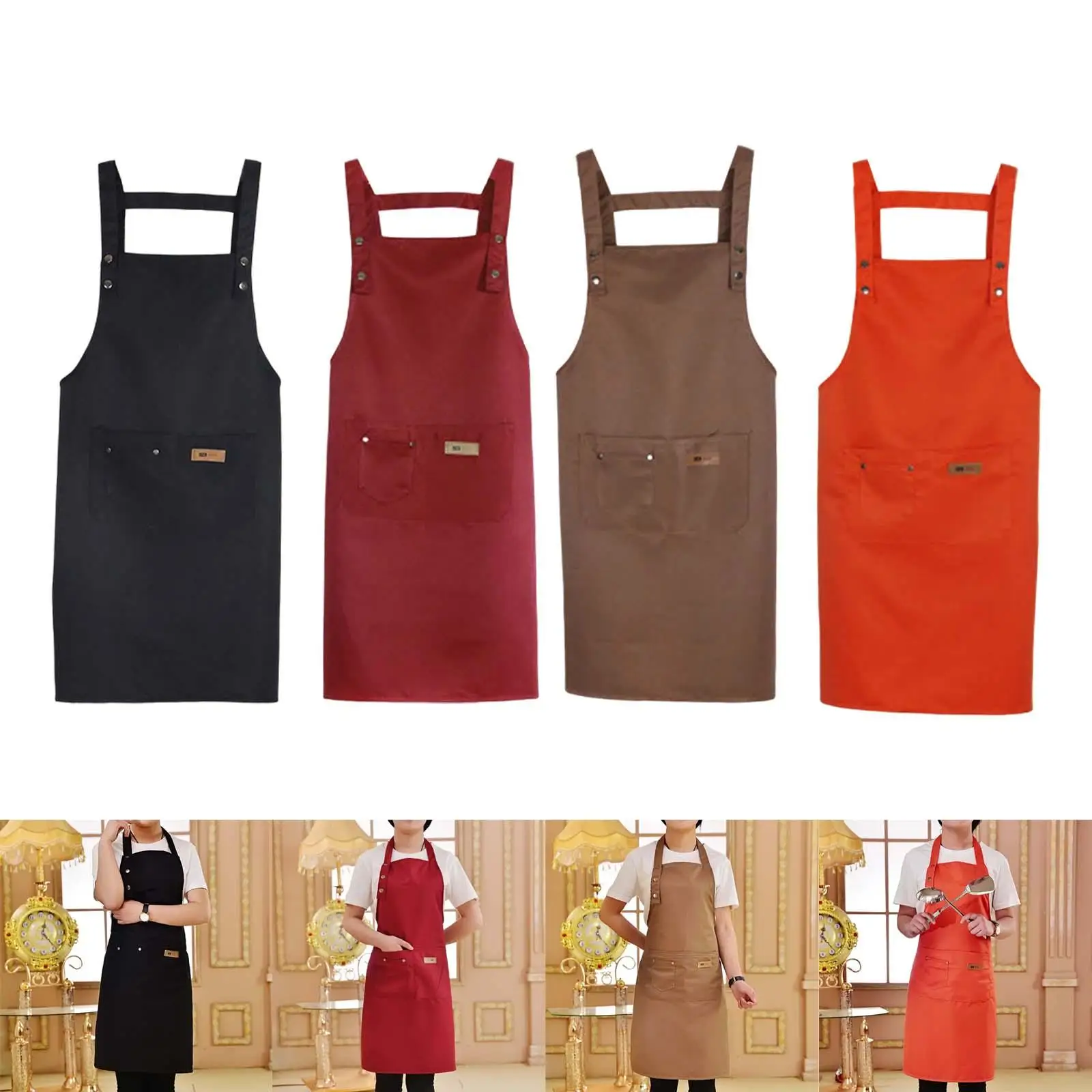 Adjustable Apron with Pockets Kitchen Aprons for Cooking Grilling Painting Drawing