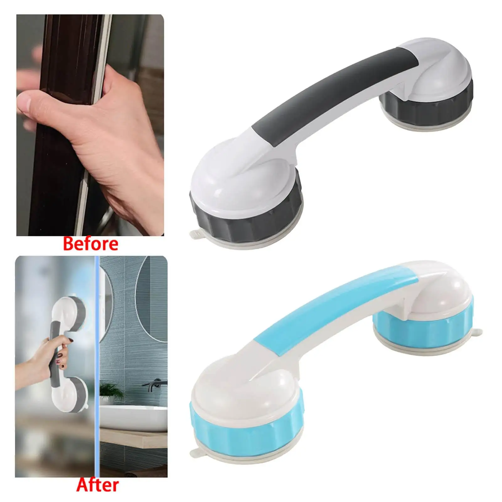 No Drilling Bathroom Suction Cup Handle Balance Assist Grip Bathroom Handrail Grab Rails for Bathroom Sliding Doors Cabinets