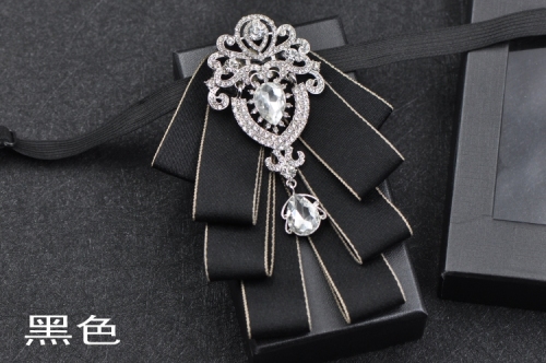 Luxus schwarz Strass Fliege britische High-End-Männer Jungen Business Hochzeit Anzug Hemd Kragen Blumen setzt handgemachte Schmuck Geschenk – Detail 17