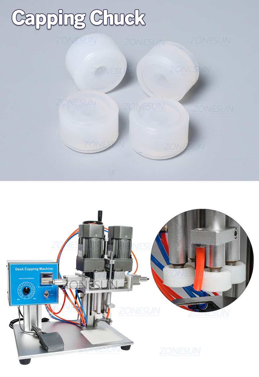 ZONESUN Friction Wheels Rubber Pad Capping Chuck Head For Cosmetic Perfume Juice Capping Machine