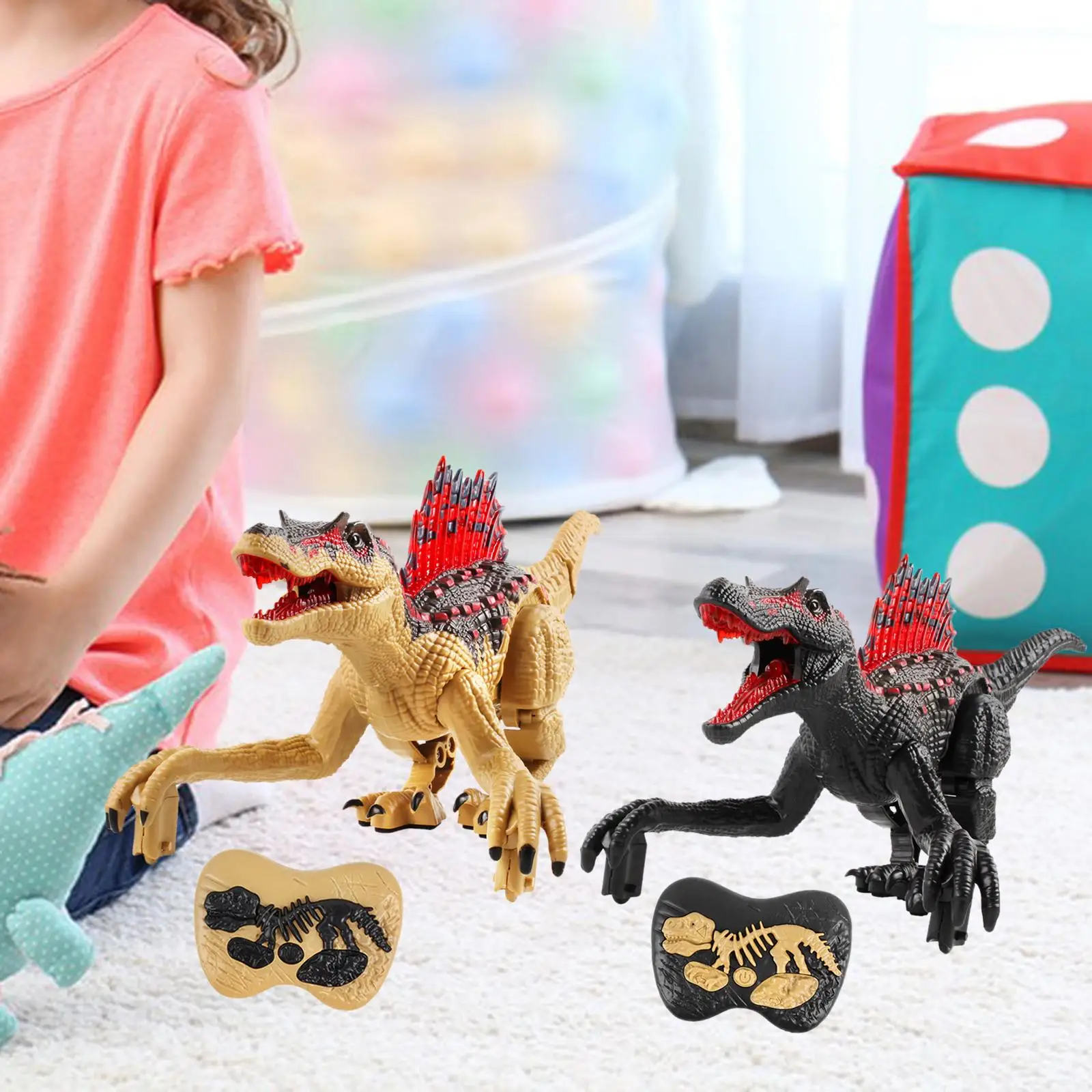 Remote Control Car Dinosaur Toy Moveable Limbs, Opened Jaw, Luminous Back Educational Toy Electronic RC Dinosaur for Party Favor