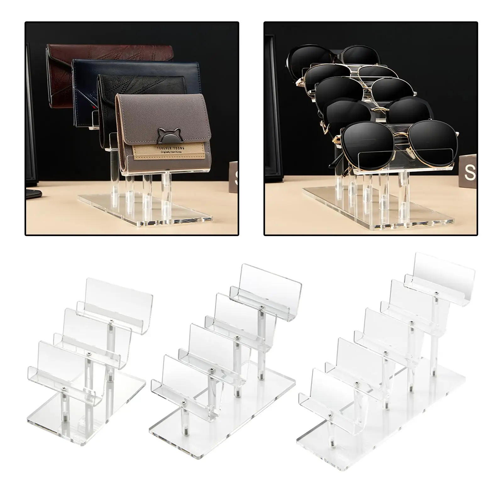 Step Acrylic Wallet Purse Display Glasses Rack Organiser Holder for Figures