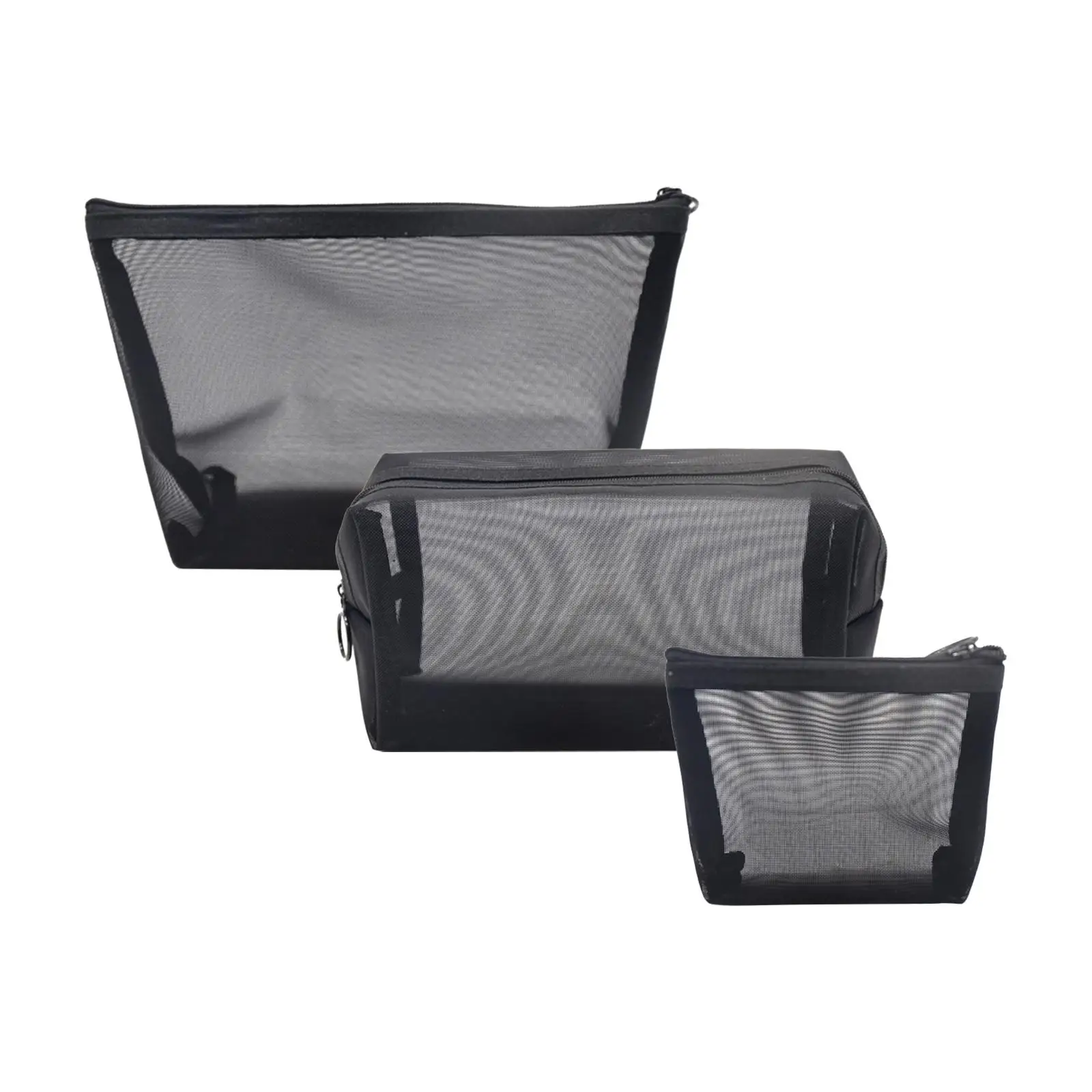 3 Pieces Mesh Travel Makeup Bags Large Opening Multifunctional Cosmetic Pouch for Business Trip Cosmetics Traveling Toiletries