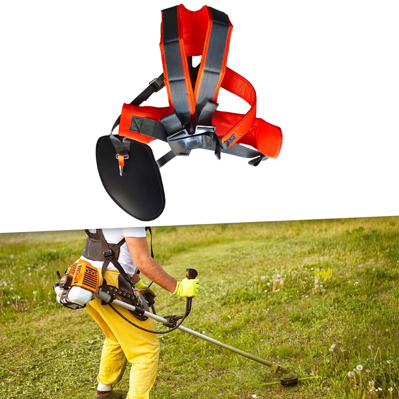 Universal Lawn Trimmer Mower Double Shoulder Strap Orange and Gray Convenient to Wear Oxford Cloth for Agricultural Tool Durable