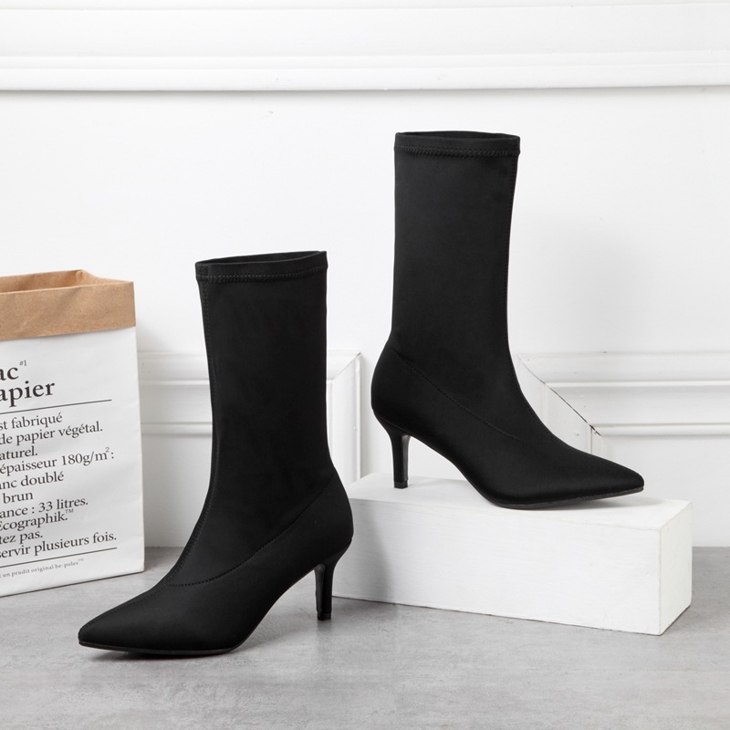 low heel ankle sock boots