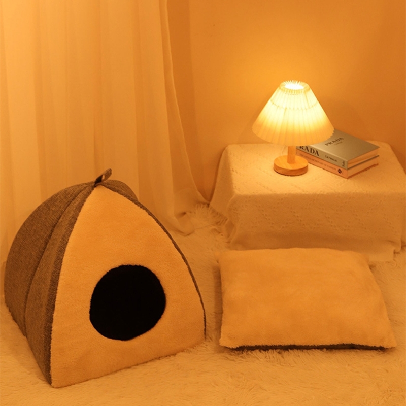 Title 4, Pet Warm Bed House Soft Indoor Semi-closed Cave...