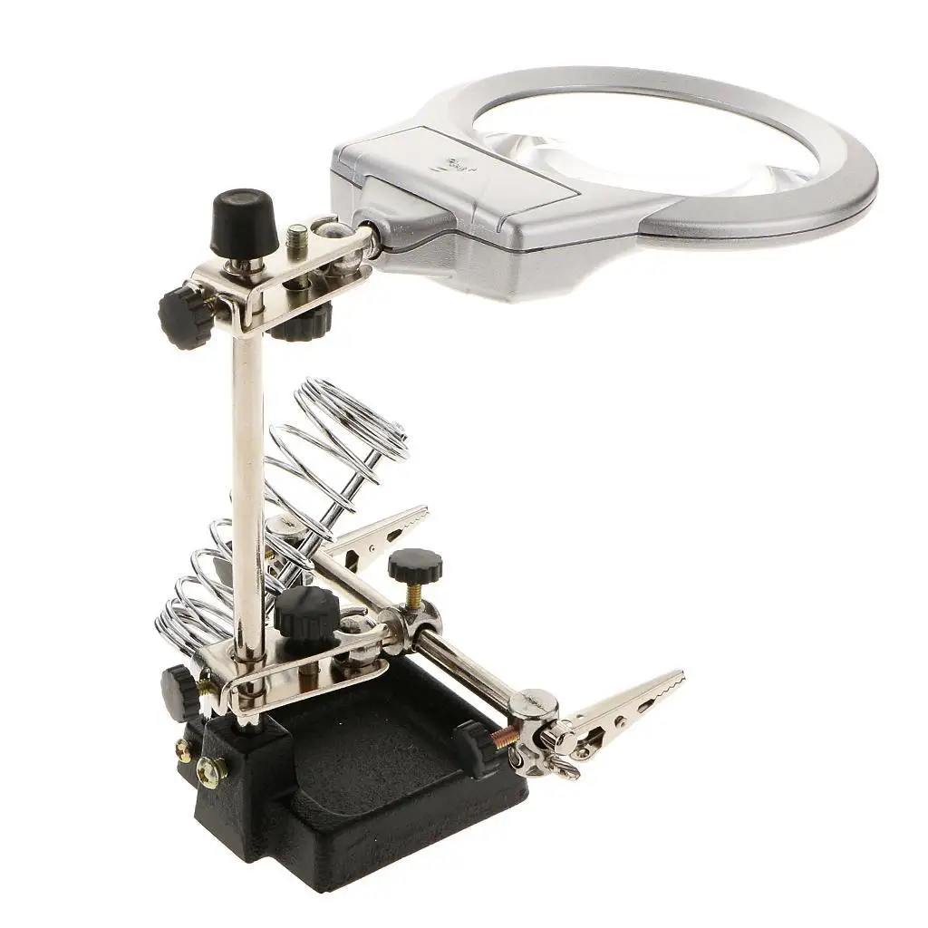 2.5X 6X Clip LED Magnifying Soldering Iron Stand Len