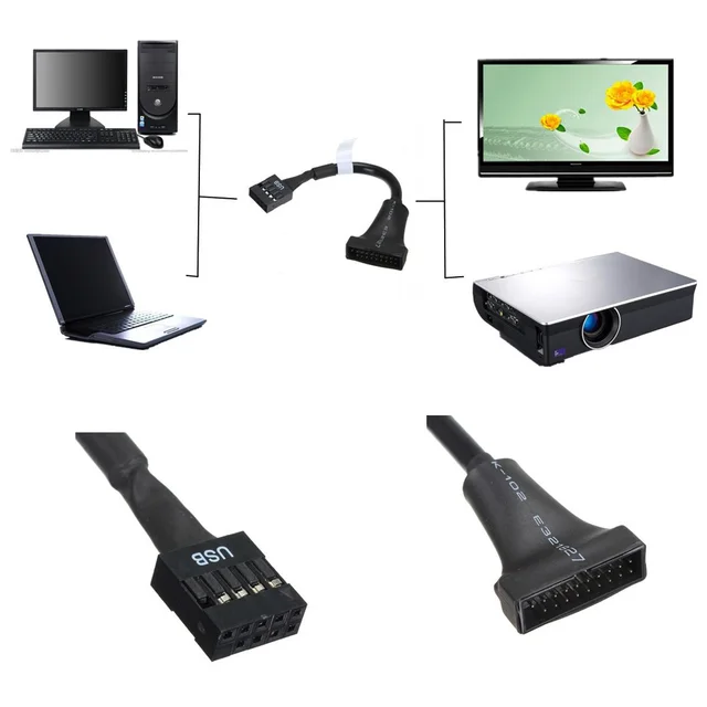 Adaptateur de convertisseur USB 3.0 20 broches mâle à USB 2.0 9 broches,  carte mère, câble femelle pour CD-Rom/disquette, 1 à 5 pièces - AliExpress