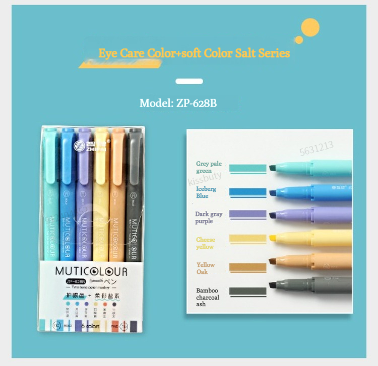 6/24 Farben/Box Morandi Retro Doppelköpfiger Textmarker Vintage Fluoreszierende Stifte Set Student Zeichnung Marker Briefpapier – Detail 10