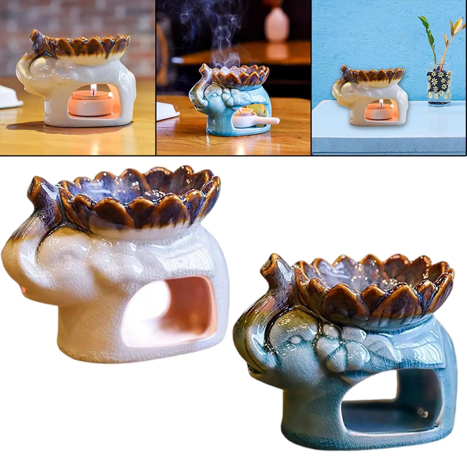 2x Ceramic Tea Light Holder Modern Essential Oil Burner  Decor