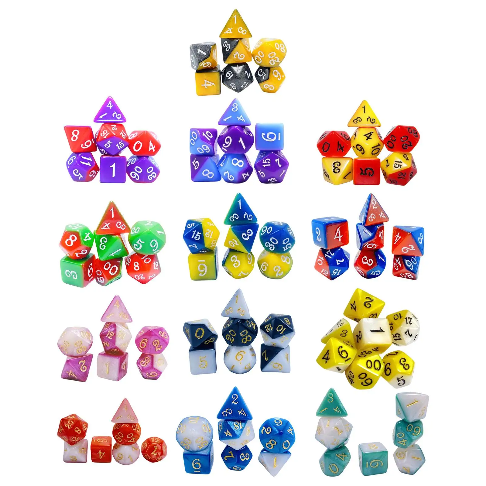 7x Polyhedral Dices Math Teaching Toys Party Favors Entertainment Toys Party Game Dices Dice Set for Party Board Game Card Game