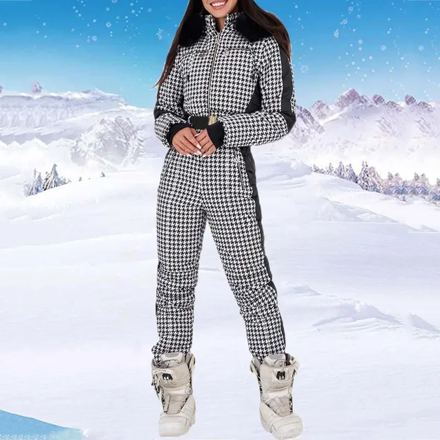 Winter Ski Jumpsuit for Women with Removable Hooded Skiing Onesies Snowsuit  Fur Collar Coat Outfit Sports Snow suits : : Sports & Outdoors