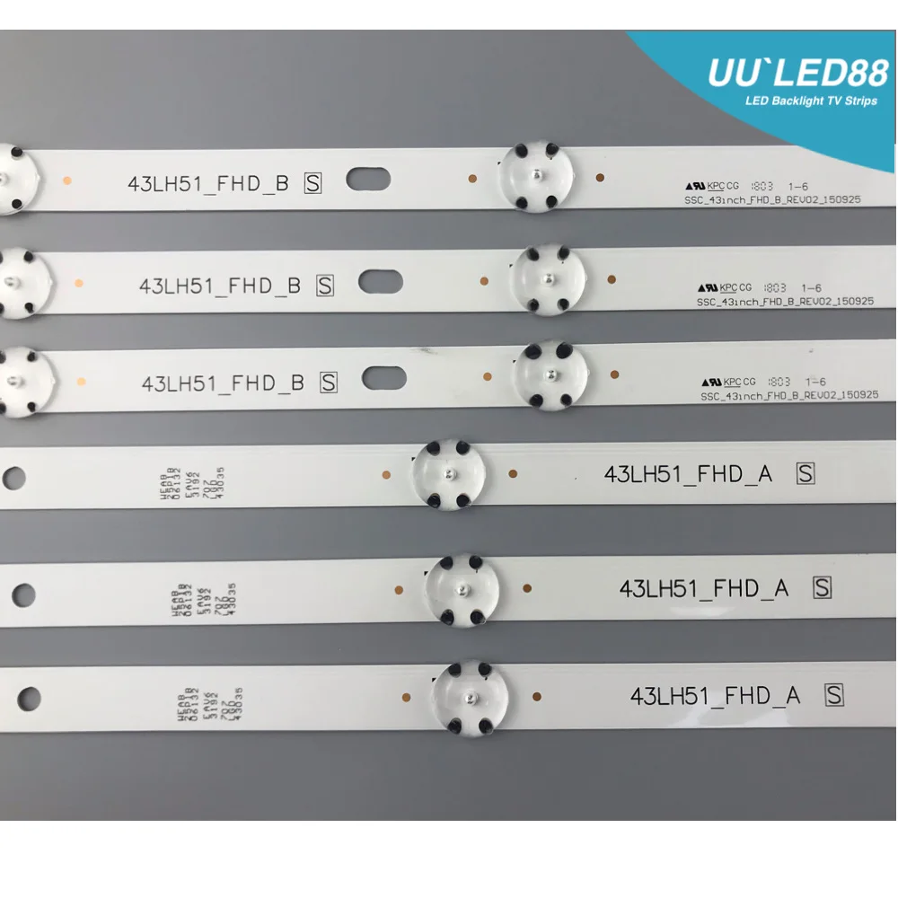 LED backlight strip(6) for LG 43LF510V 43LF5100 43LH5100 43LH590 43LJ515V 43LH520V 43LH511T 43LH570V LF51_FHD_A B 43LH51_FHD_A B tape light