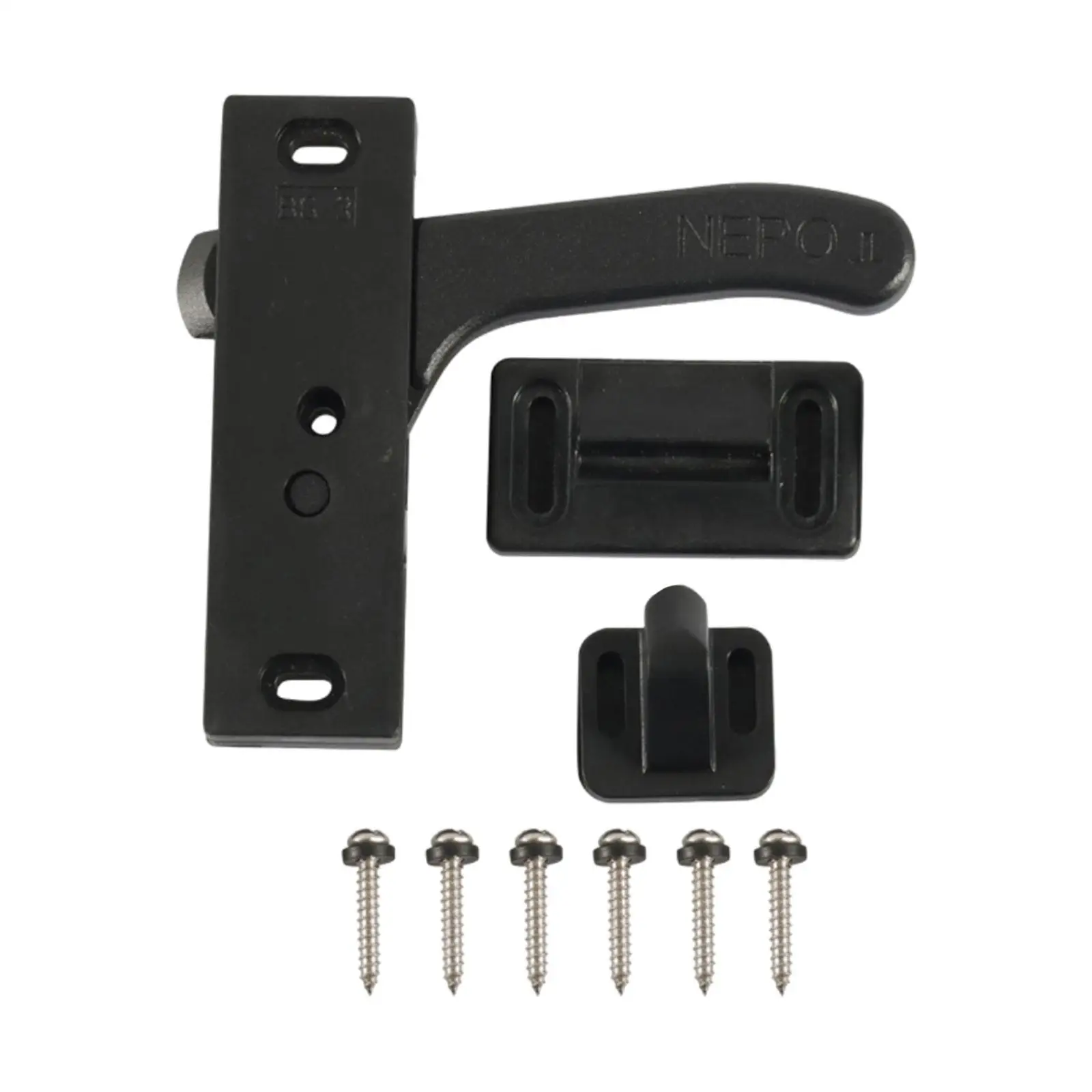 Black RV Screen Door Latch Durable Accessory Assembly Screen Door Latch and Handle Kit for Travel Trailer Motorhome Camper