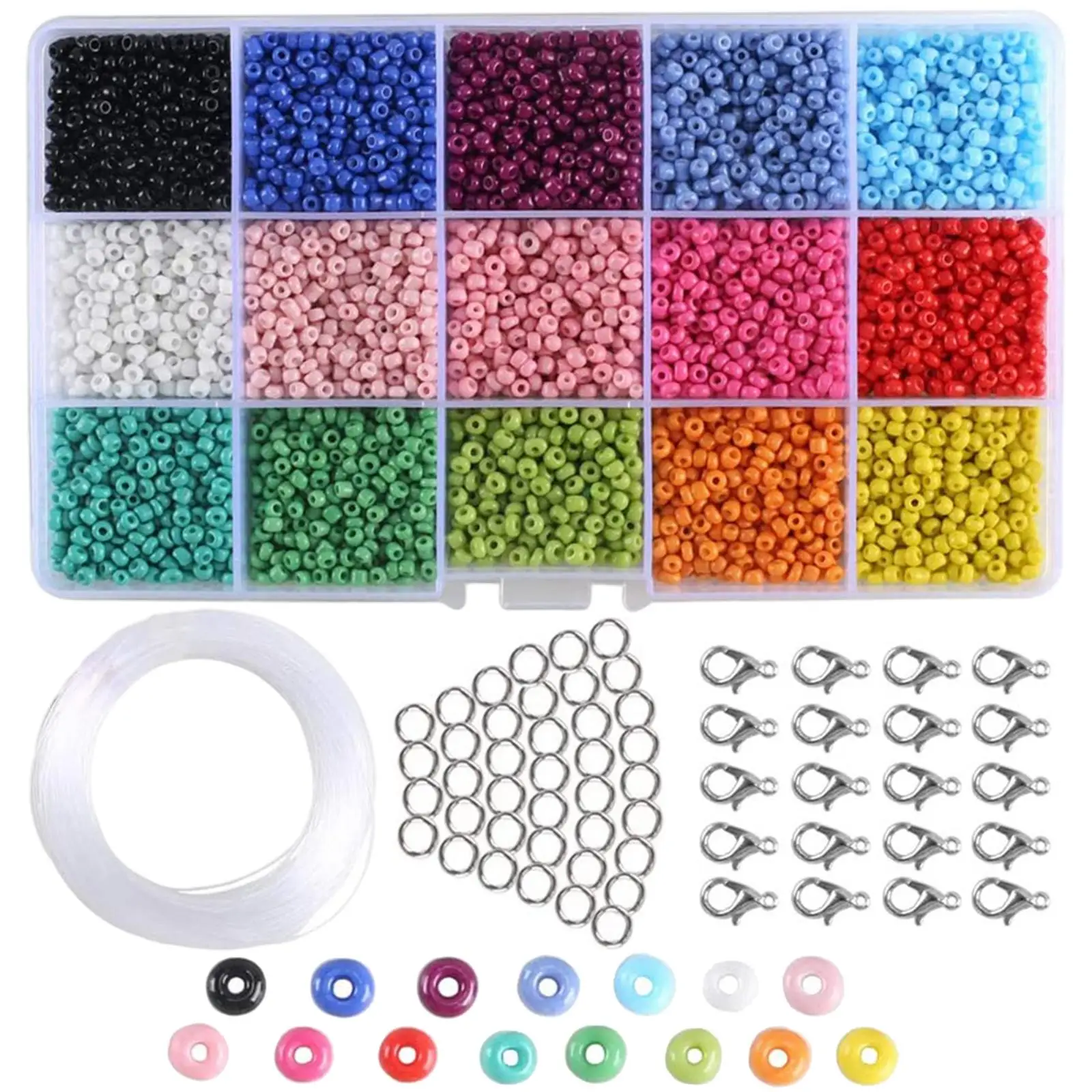 7000 Pieces Glass  Beads 3mm DIY Bracelet Beaded Jewelry Tool Kit, Earrings