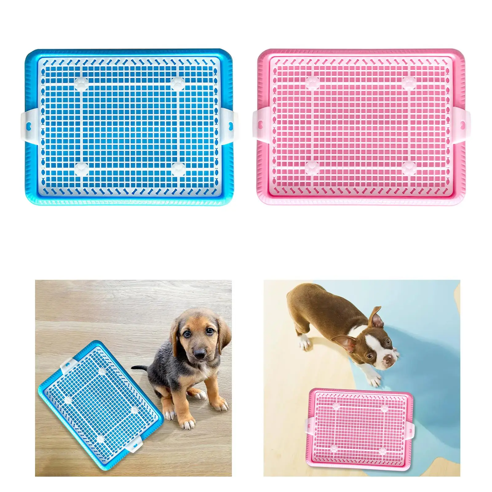 Dog Litter Boxes Indoor Easy to Clean Anti Slip Mesh Training Potty Pan Potty Trainer Corner for Small Size Dogs