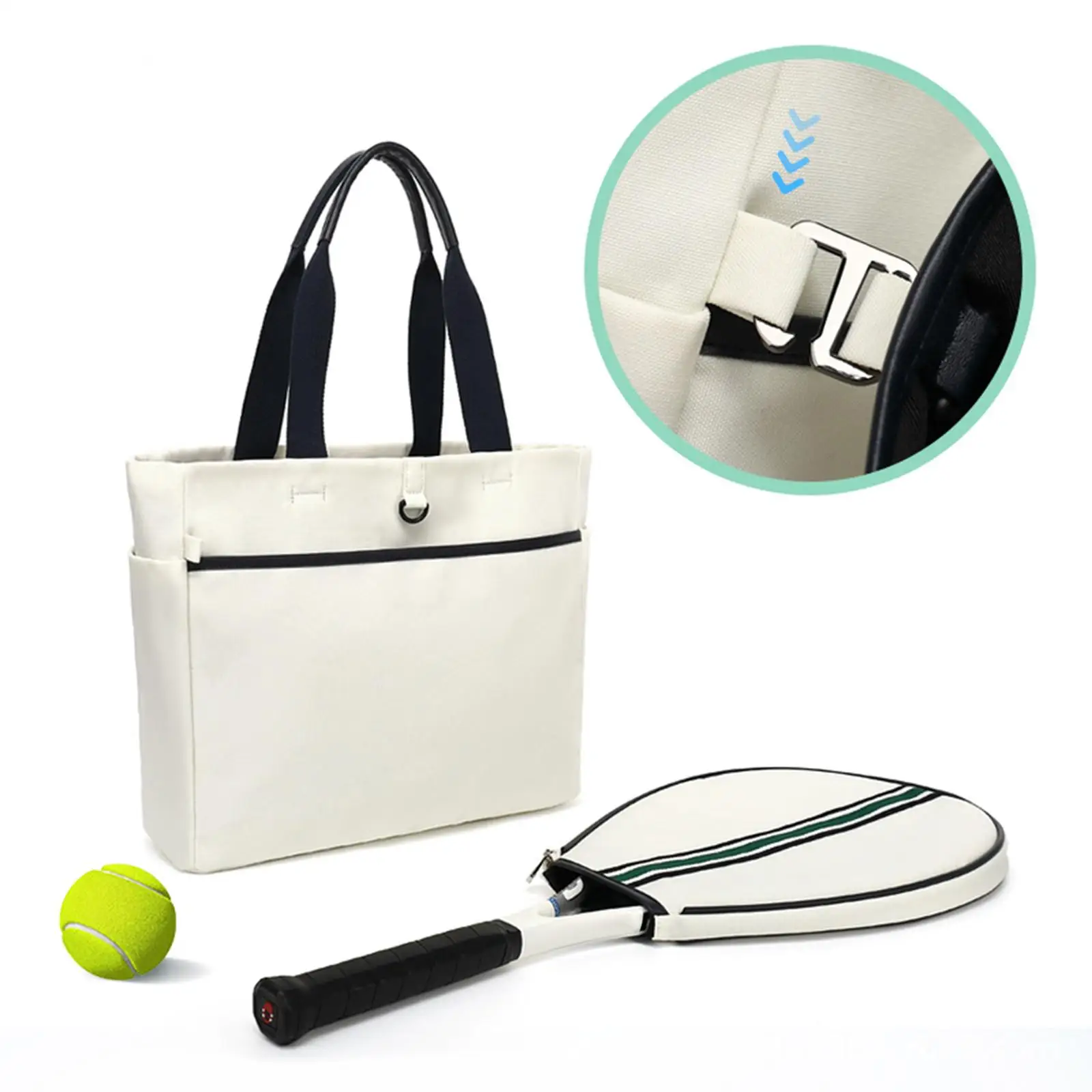 Tennis Tote Bag Rucksack with Detachable Shoulder Strap Detachable Racquet Cover Multipurpose for Women Men Tennis Racquet Bag