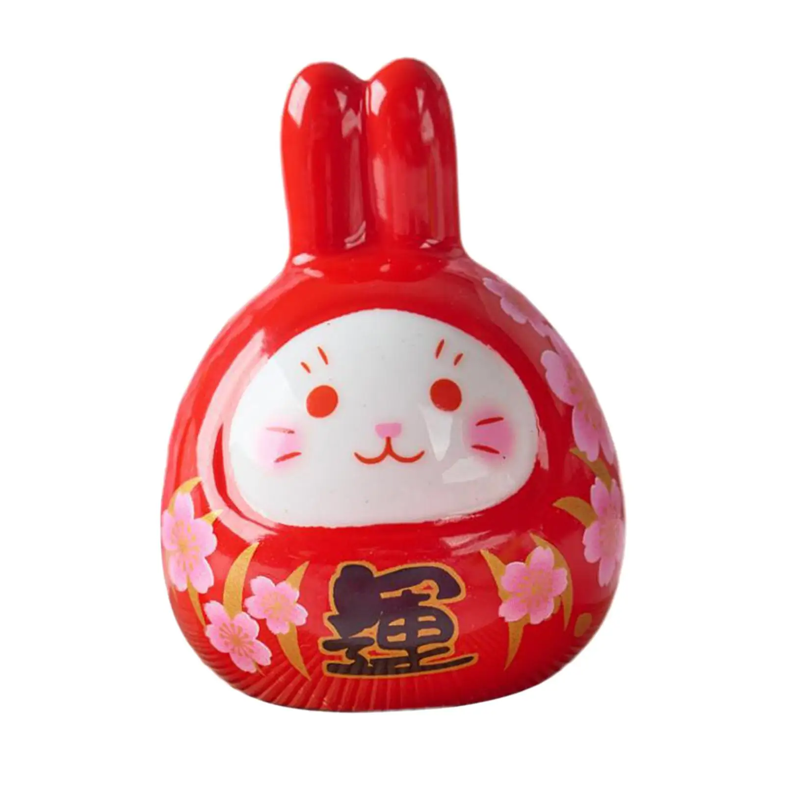 Chinese New Year Rabbit Statue Ceramic Miniature Craft for Office Spring Festival Decor