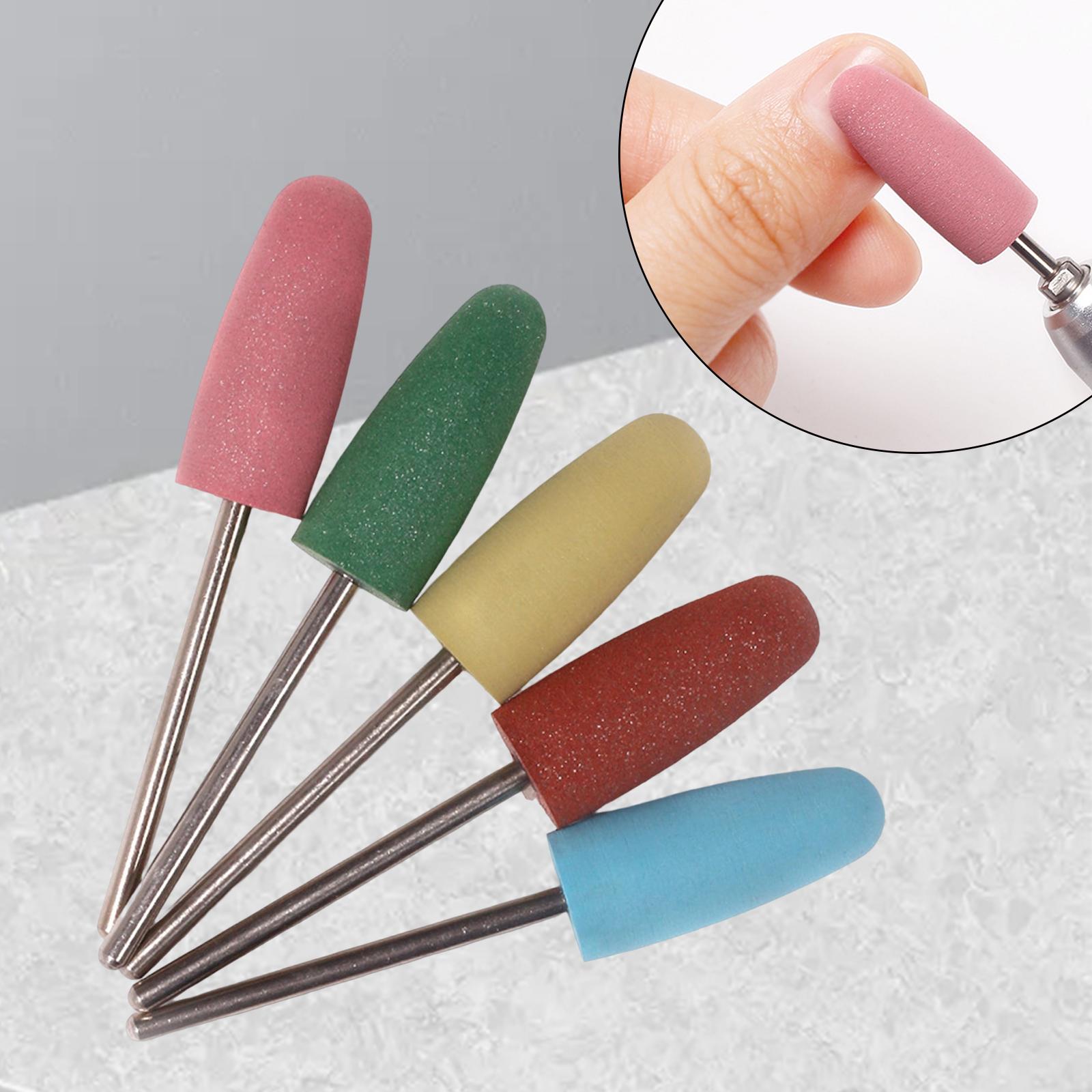 5 Pieces Rubber Nail  Accessory Calluses Removal Nail Rotary Burrs Bit Replacement Grinding Head for Manicure Pedicure