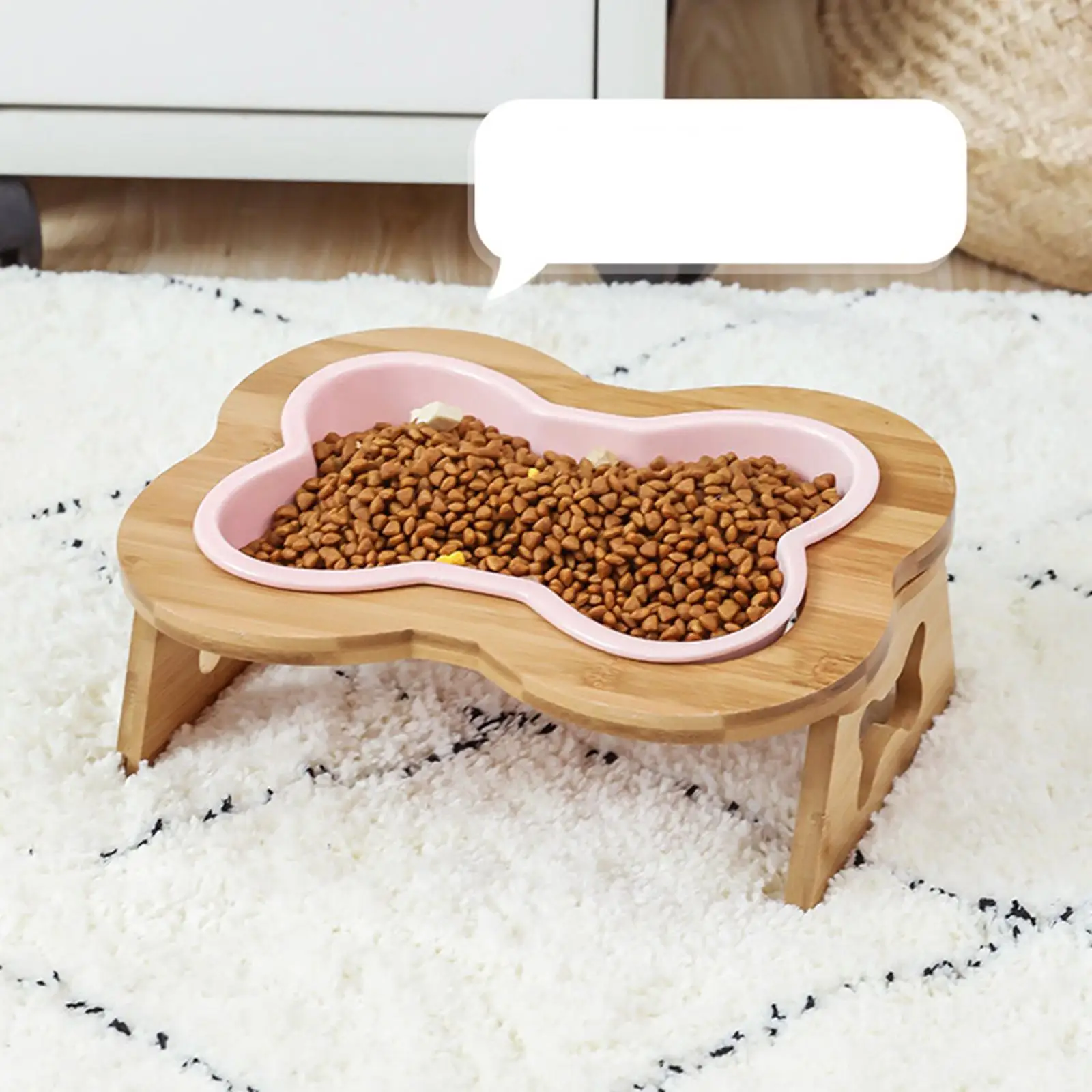Bone Shaped Pets Dogs Bowls with Wooden Stand Dog Dishes Elevated Skid Proof Pet Feeding Bowl Anti Vomiting Pet Feeder