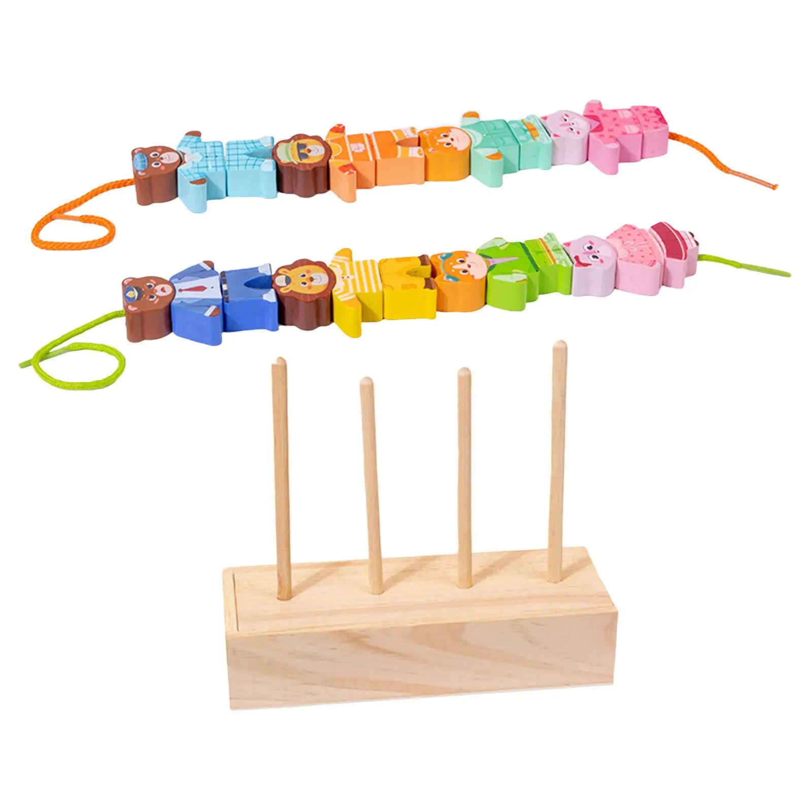 Animal Stringing Threading Wooden Beads Toy Early Learning Toys Educational Toy for Kids Toddlers Boys 1 2 3 4 Years Old Gifts