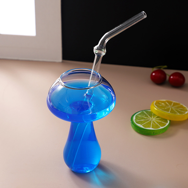 Description Picture 4 of item1PC 260ml Mushroom Shaped Cup Cocktail Fruit Juice Milk Cute Glass Cup Beer Creative Clear Wine Glasses Coffee Cups for Bar New