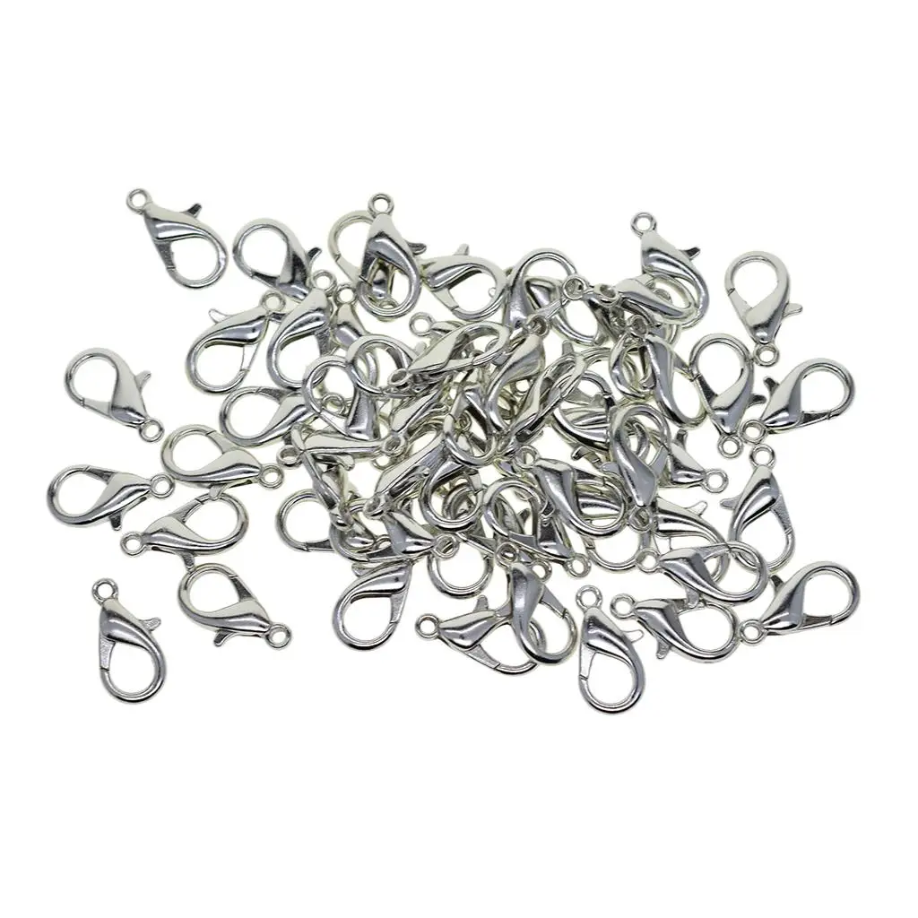 50Pcs Metal Lobster Claw Clasps Clip DIY Necklace Jewelry Finding Making Accessories Fastener Hook, 9.5 x 18mm