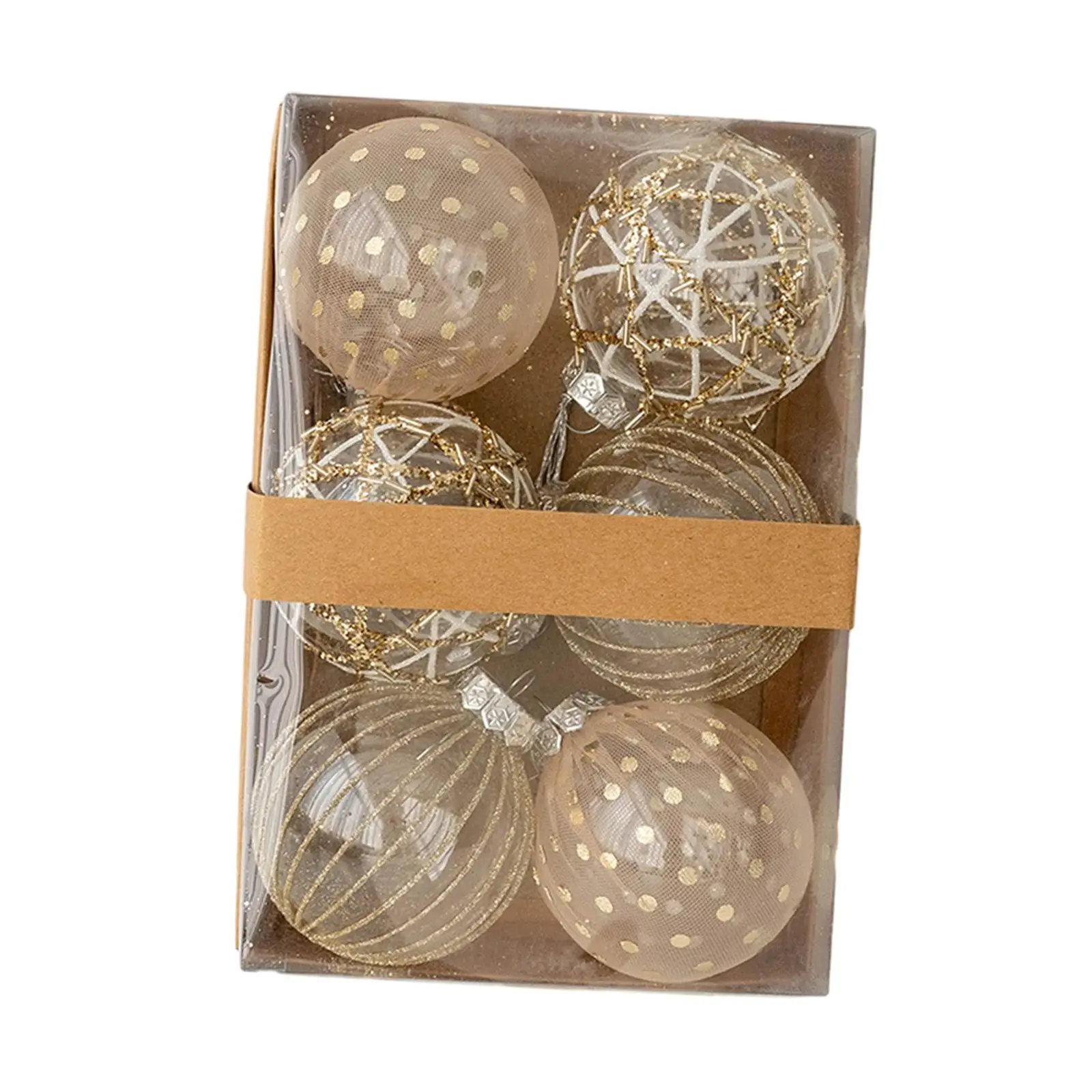6x Christmas Balls Ornaments Hanging Crafts 8cm DIY with Hanging Loop Christmas Baubles for Halloween Party New Year