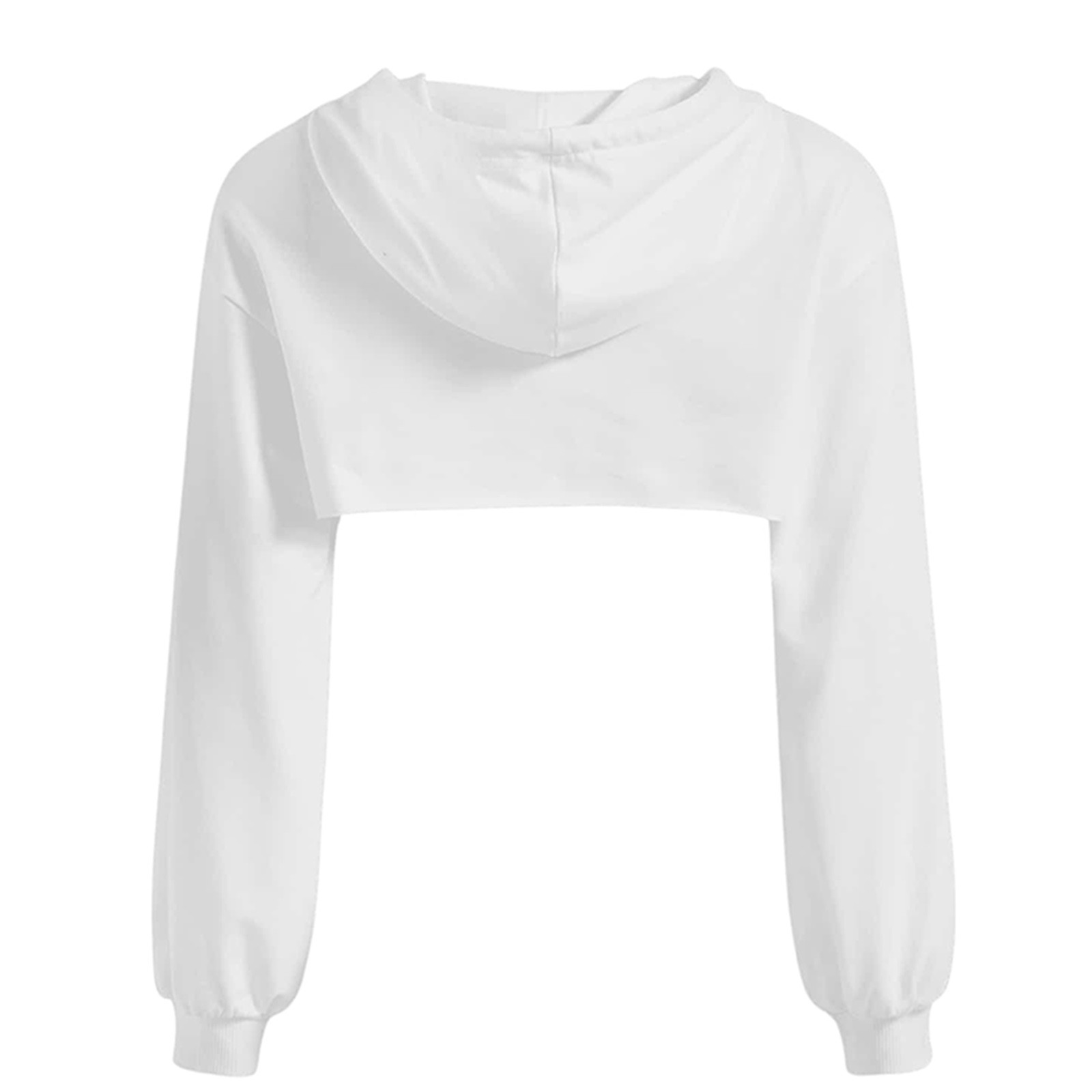 Title 7, Loose Long Sleeve Cropped Hoodies Solid Casual ...