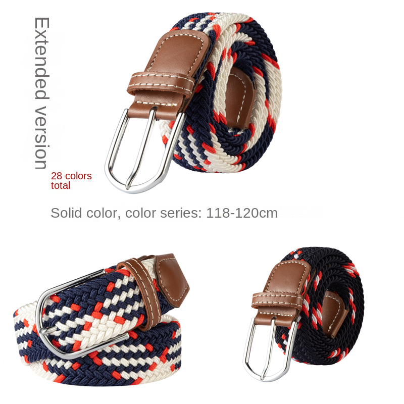 120 cm Unisex-Gürtel aus elastischem Stoff, lässige Gürtelschnalle, erweiterbar, geflochten, Stretch-Leinwand, einfacher und stilvoller Freizeitgürtel für Männer und Frauen – Detail 2