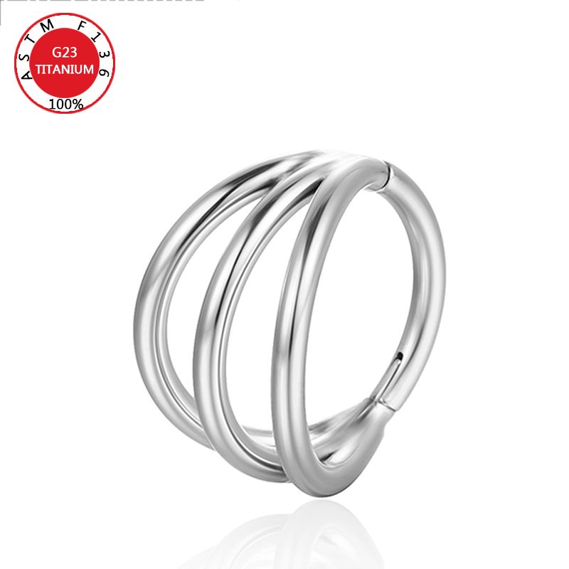 ASTM G23 Titan Triple Scharnier Knorpel Ohrring Helix Piercing Nasenring Septum Conch Clicker Hoop Stud Körperschmuck Trendy – Detail 11