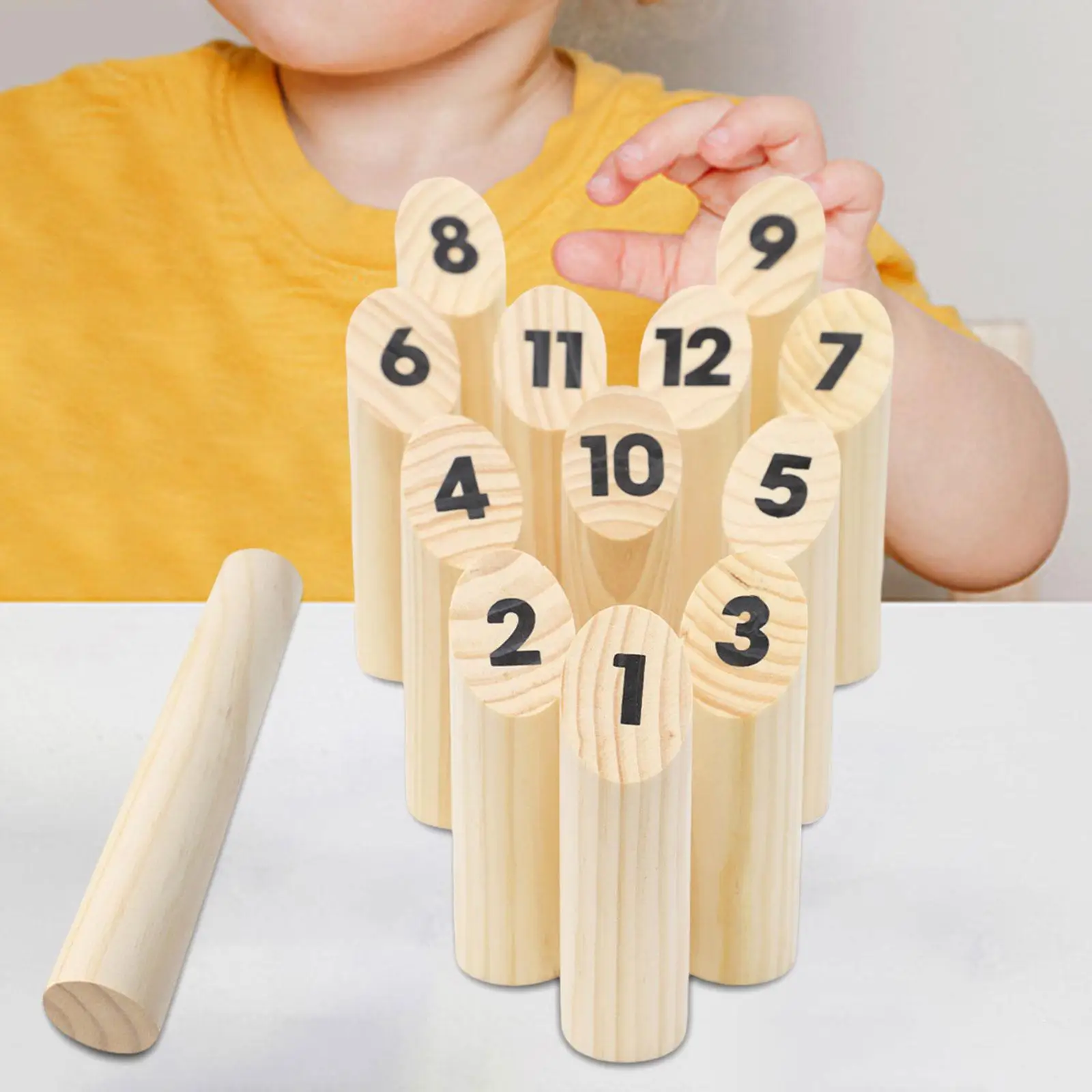 Wood Toss Game Scatter Children Gift Family Children Numbered Block Set Skittle Game for Indoor Outdoor garden Playground