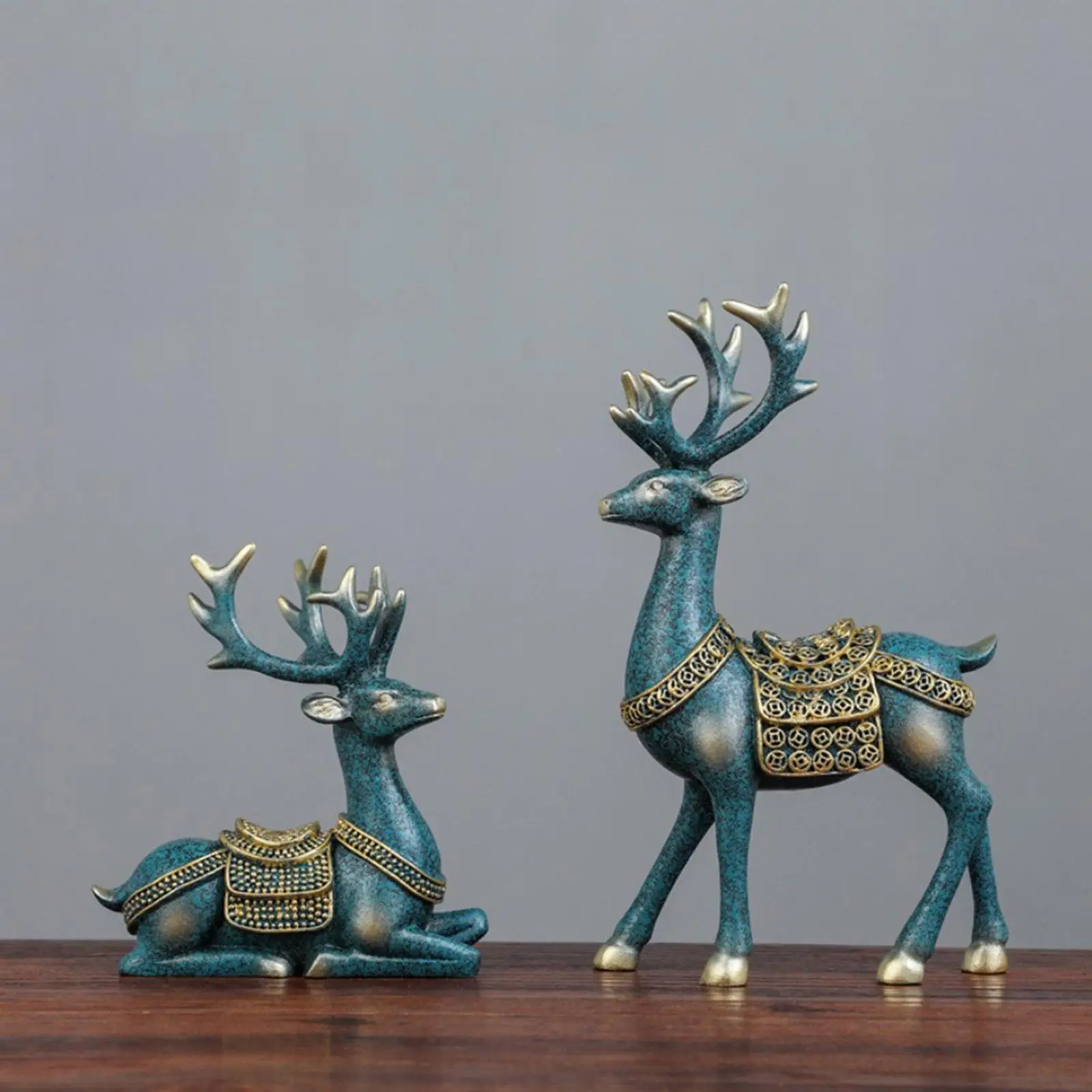 2x Deer Statue Decoration Home Decoration Resin Figurine Bookshelf Tabletop