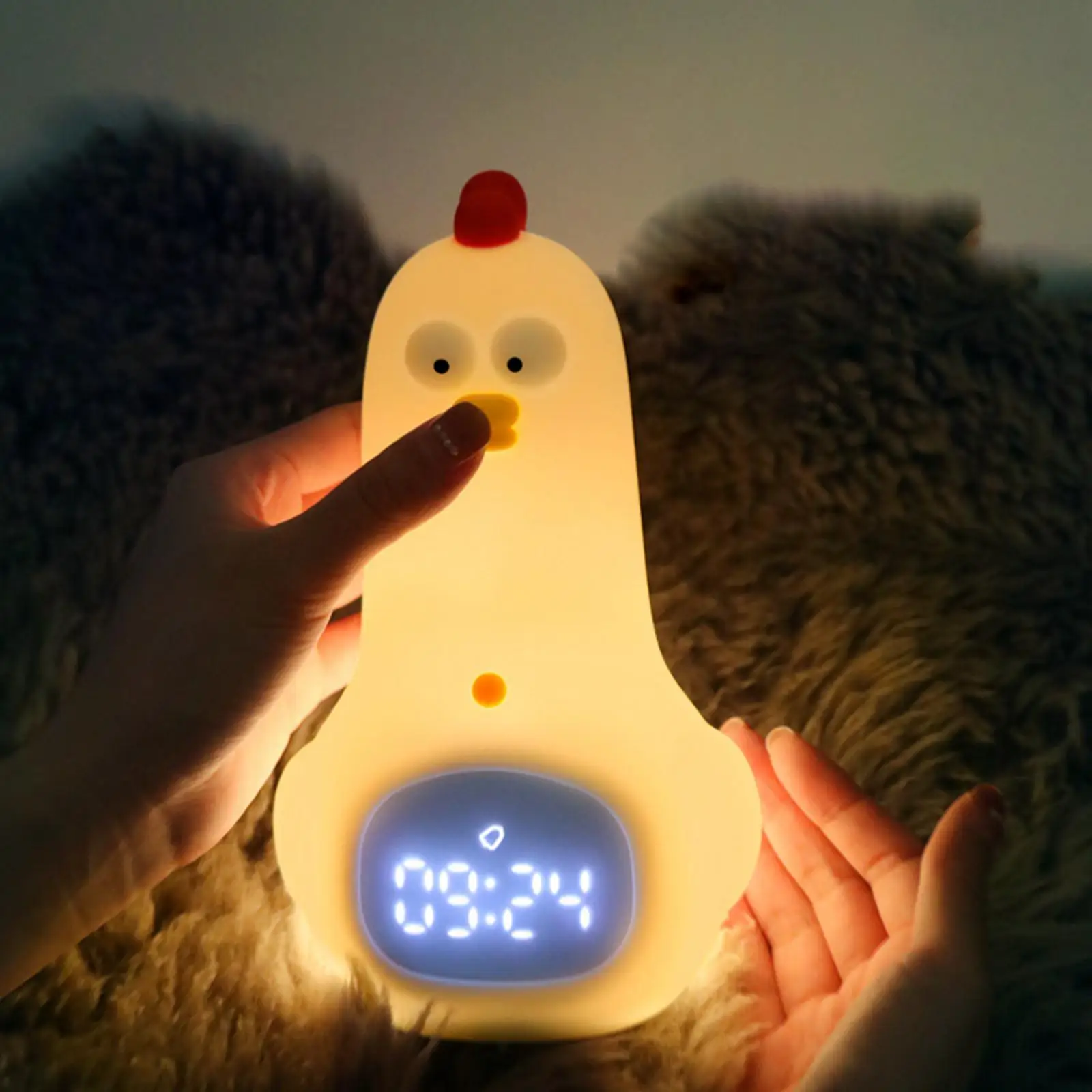 Chicken Silicone Night Light Electronic Alarm Clock for Nursery Decoration