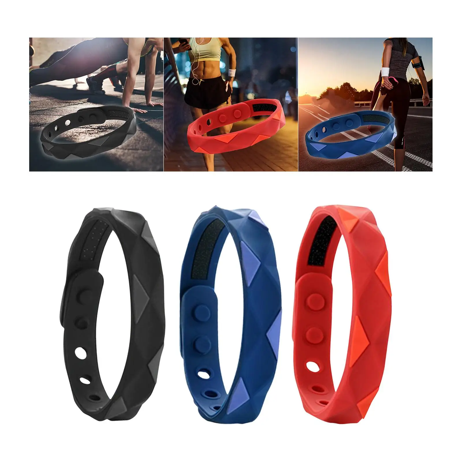 Wristband Anti Static Balance Adjustable Silicone Silica Bracelet for Sports Indoor Outdoor Jogging Yoga