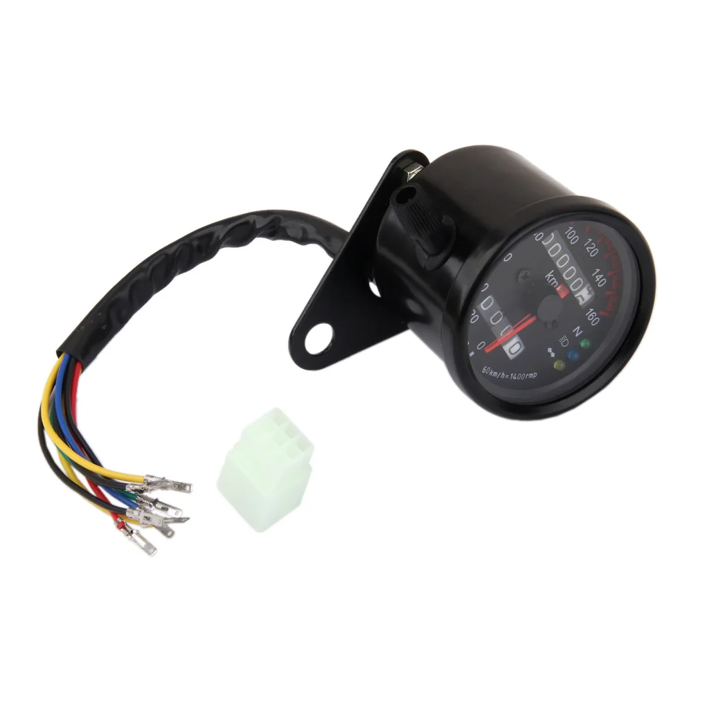Universal Motorbike Dual Odometer Speedometer Gauge LED Background Light