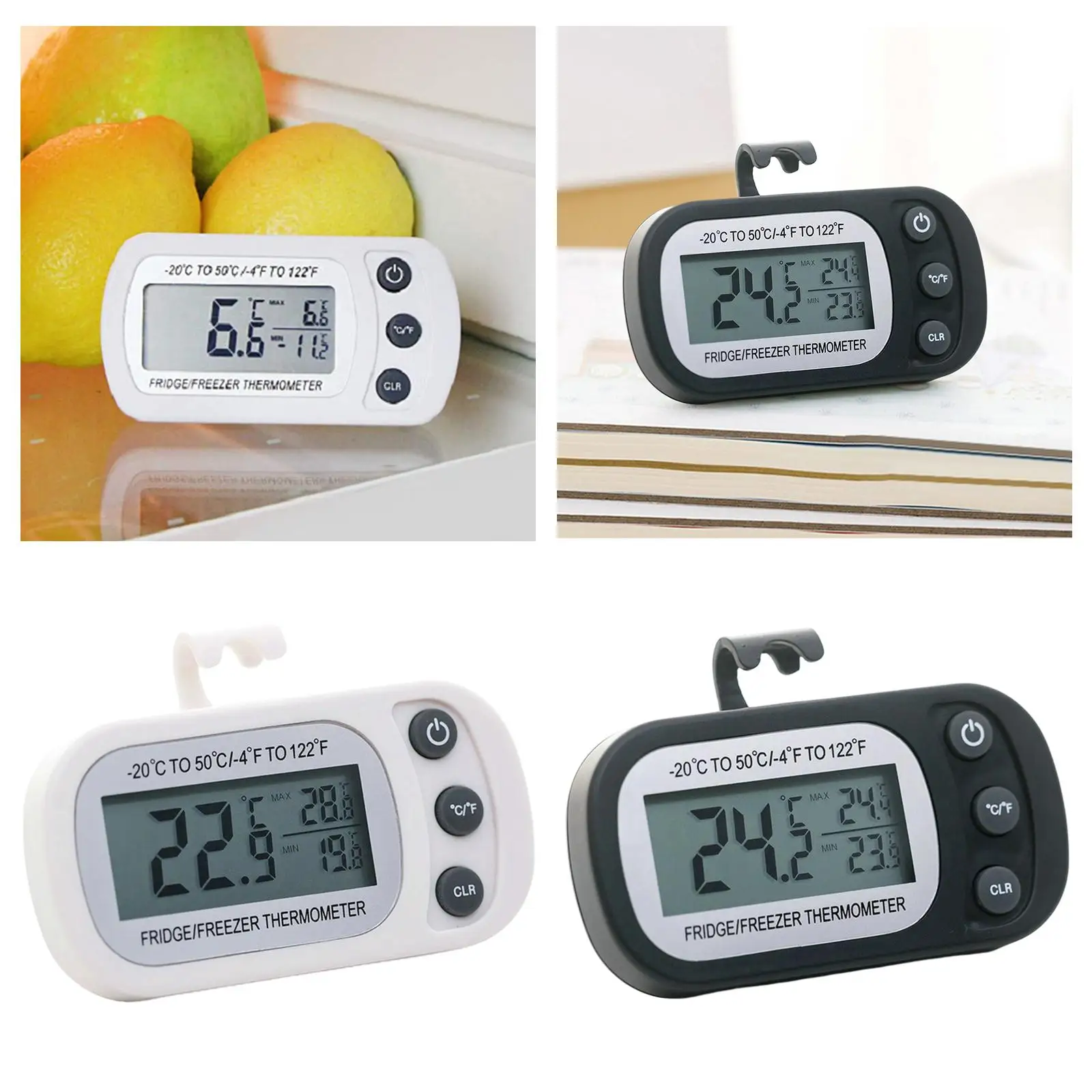 Freezer Thermometers LCD Display C/F with Probe Freezer Thermometer Digital Thermometers Temperature Monitor for Restaurants
