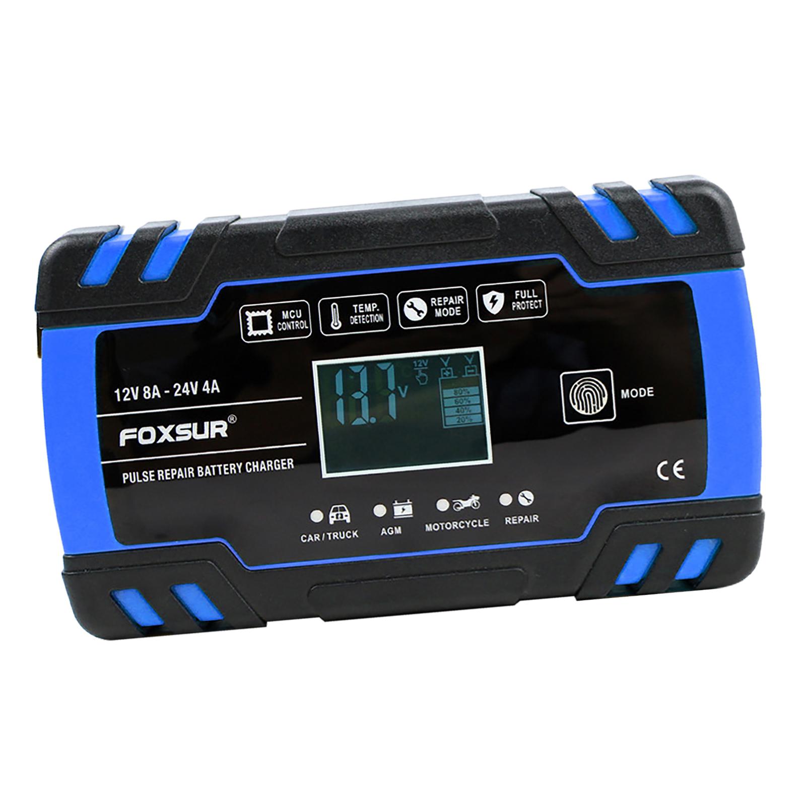 Smart Car Battery Charger 12V 24V 8A 4A 3-Stage Automatic PULSE Repair Charger for Agm Battery Boat SLA Wet