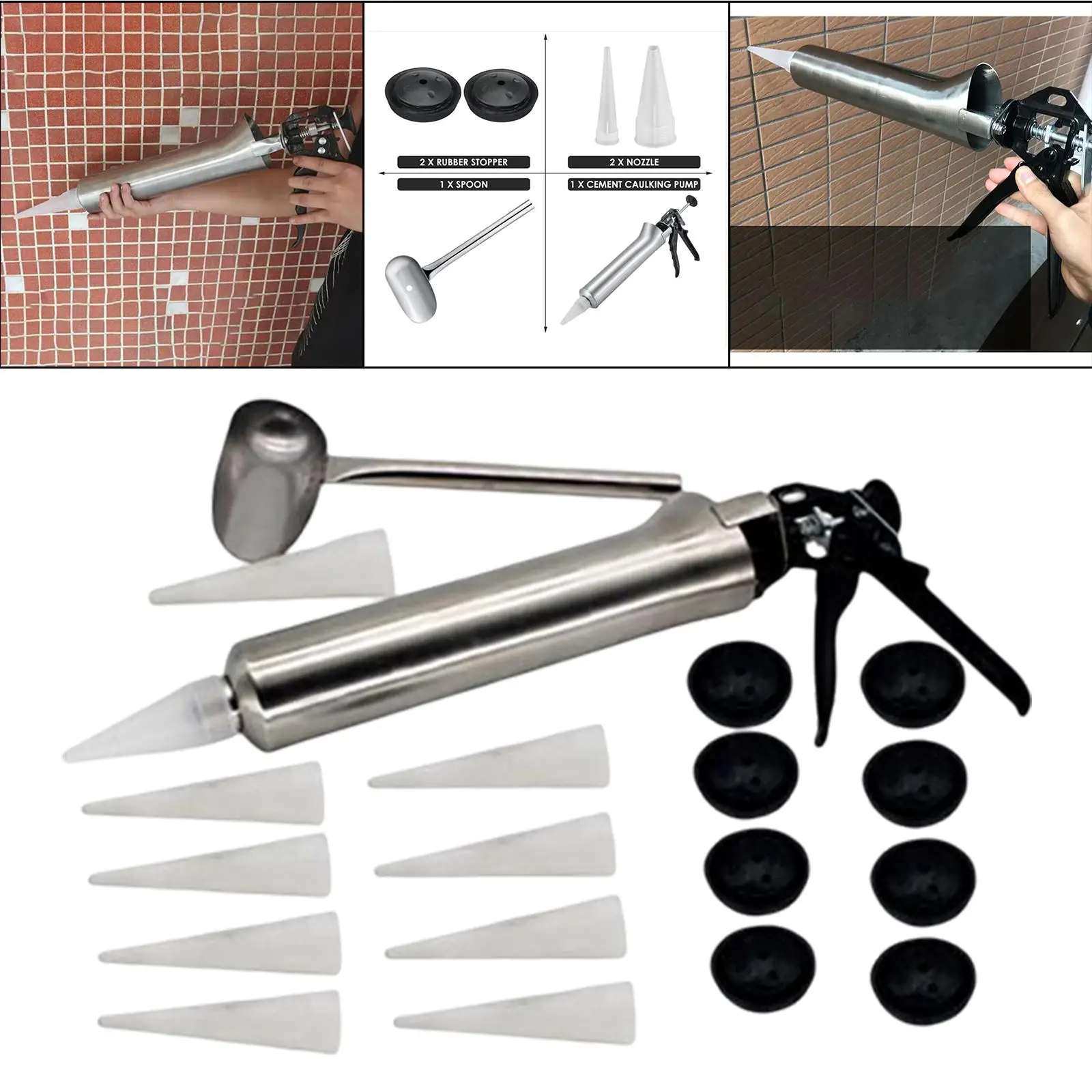 Stainless Steel Caulking Gun Sealer Caulking Tool Grouting Gun Tool Sprayer for Fill Terraces, Floors, Floor Tiles and Walls