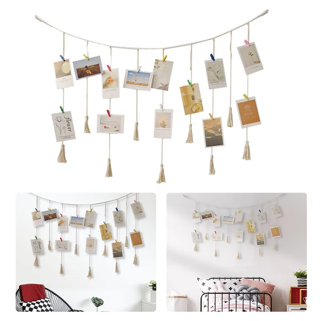 Paper Picture Frames 4x6 DIY Photo Frames with 30 Clips 3 Ropes Flax,  Hanging Display Kraft Frames for Wall Decoration - AliExpress