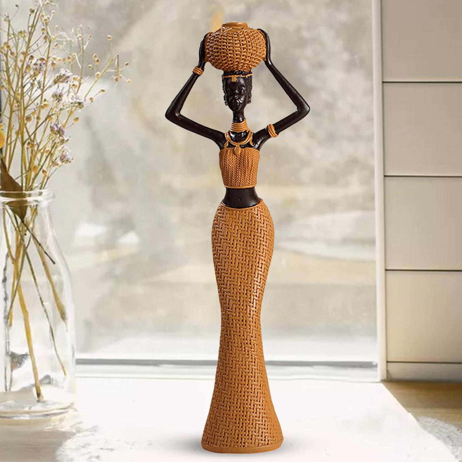 Africian Women Figurine Tabletop Sculpture Hand Crafted for Car Dashboard