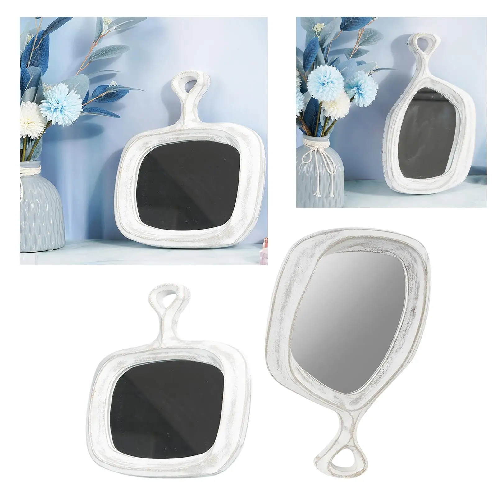 Retro Style Makeup Mirror Cosmetic Mirror Decorative Tabletop Mirror for Dressing Table Countertop Living Room Shaving Entryway
