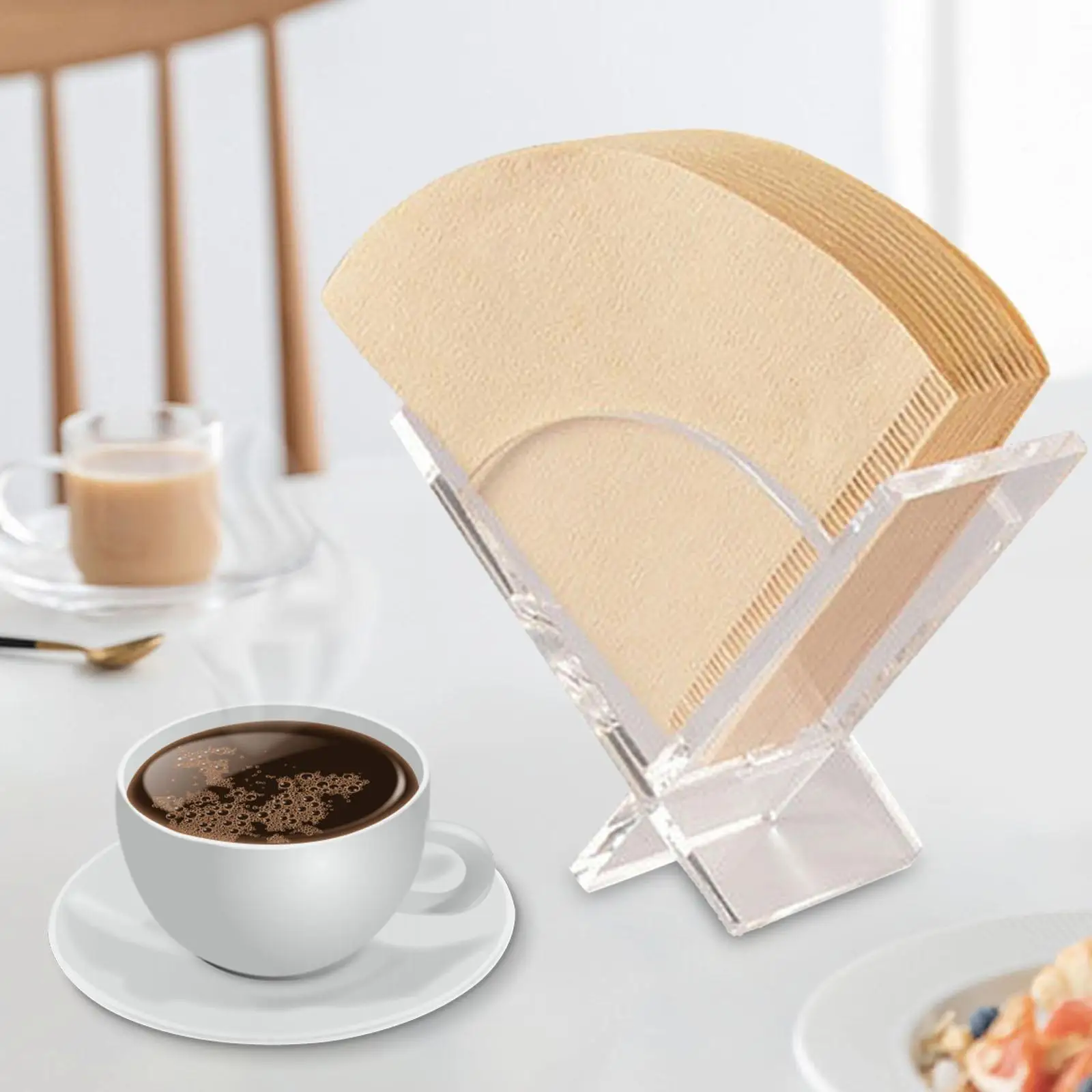 Coffee Filter Paper Holder Hold 60 Space Saving Reusable Filter Dispenser for Cafe Bar Countertop Kitchen Home