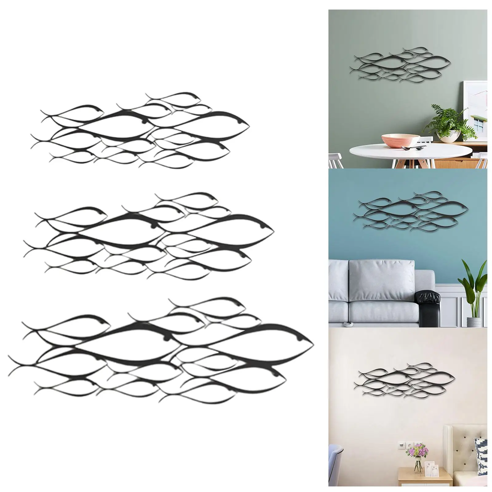 Metal Fish Wall Sculpture Art Decor Wall Decor, for Bedroom, Living Room,