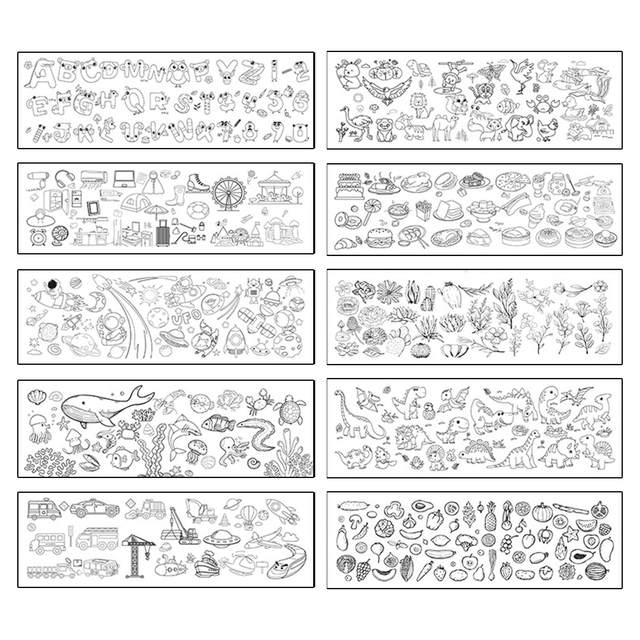 SEWACC 2 Conjuntos De Rolagem De Grafite Para Colorir Rolo De Papel Para  Colorir Conjunto De Desenho De Papel Para Arte Para Materiais De Arte E  Artesanato Rolo Para Colorir Animal